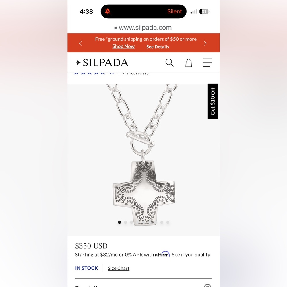 Silpada  💯 silver Necklace